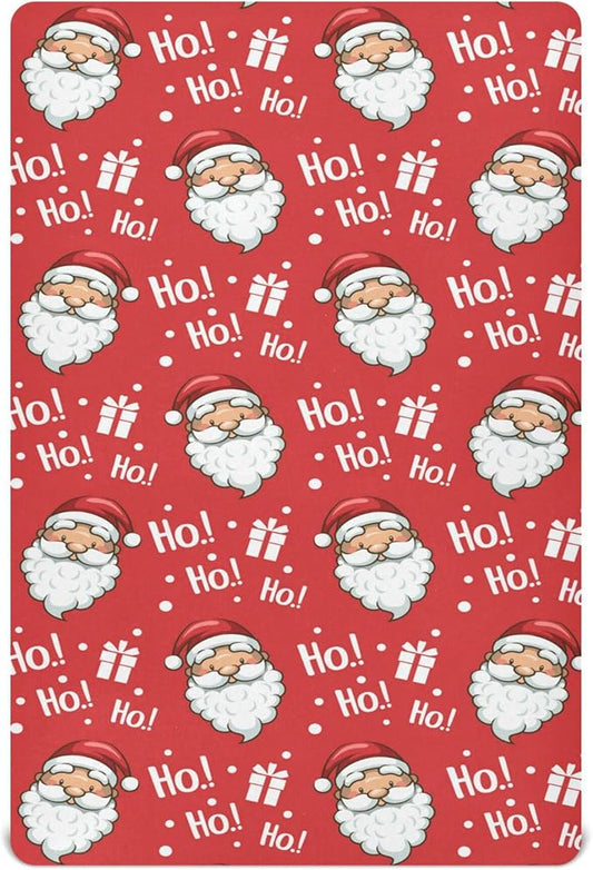 Christmas Santa Hohoho Crib Sheets Soft Breathable Fitted Baby Crib Sheets Mattress Cover for Girl Boy, 52" x 28" x 9"