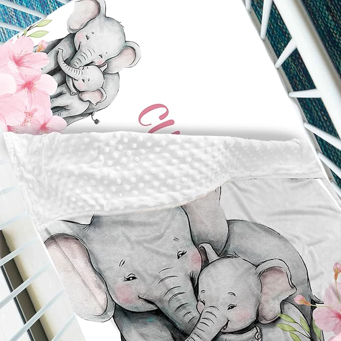 Personalized Crib Bedding Set, Newborns Set with Name, 2 Pcs Animal Theme Baby Crib Set for Girls Boys, Double Layer Blanket and Crib Sheet, Comfort and Soft