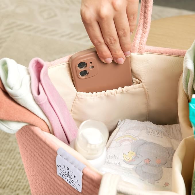 SUNBURST GLOBAL Diaper Caddy Organizer - Baby Shower Gifts - Newborn Essentials Must Haves - New Mommy Essentials - Boy or Girl Nursery Décor - Bed Caddy - Car Organizers and Storage.