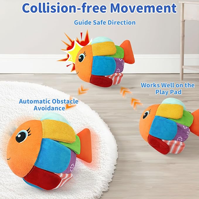 Crawling Baby Music Toys 6+ 12-18 Months - Dancing Walking Moving Bouncing Learning Fish Tummy Time Toy Sensory Toddler Toys for 1-3 Year Old Christmas Birthday Gifts Stocking Stuffers