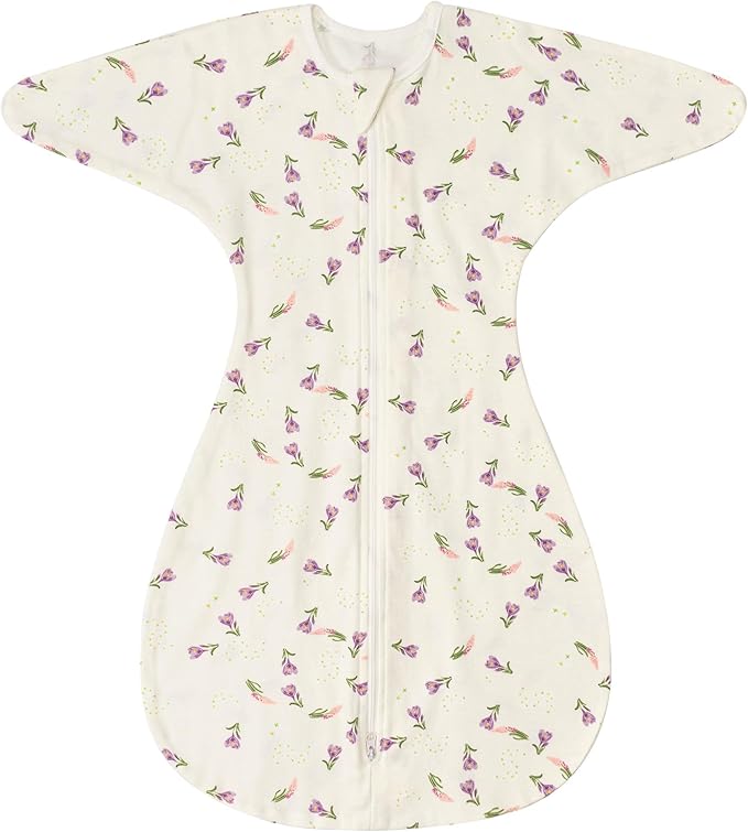 ZIGJOY Baby Transitional Swaddles for Newborns: 0.5 Tog Arms Up Sleep Sack 3-6-12 Months Soft Cotton Shark Fin 2 Way Zipper