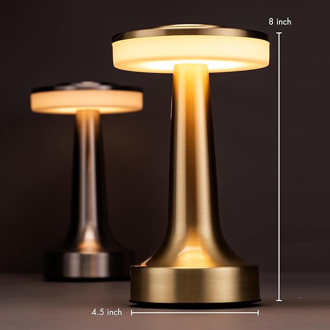 O’Bright Portable LED Table Lamp with Touch Sensor, 3-Levels Brightness, Rechargeable Battery Up to 48 Hours Usage, Night Light for Kids Nursery, Nightstand Lamp, Bedside Lamp (Gold)