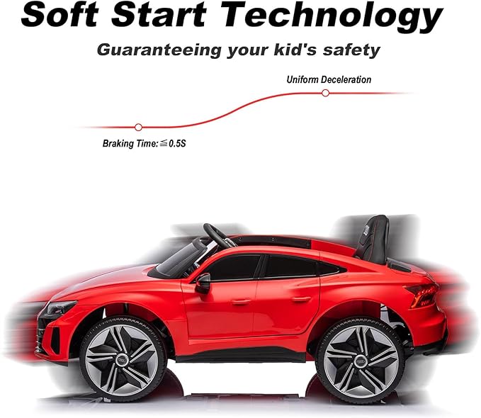 12V Kids Electric Vehicle with Remote Control, Audi Officially Licensed, Bluetooth Music, Rocking Mode, LED Lights, Leather Seat, 3 Speeds, Battery Powered Electric Vehicle Toy for Boys & Girls