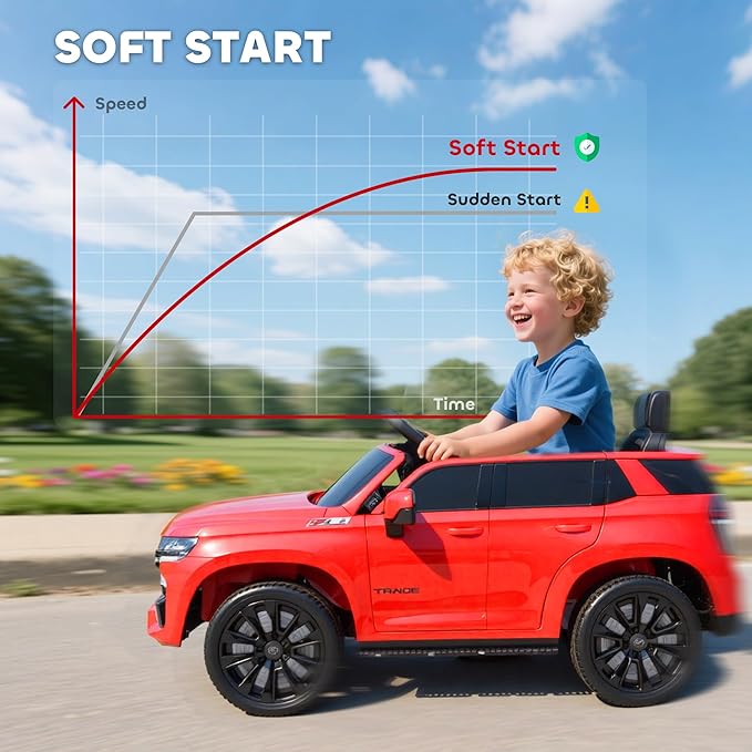 Aosom Licensed Chevrolet Tahoe Ride On Car, 12V 7AH Battery Power Ride On Toy with Parent Remote Control, LED Lights, Music, 4 Wheeler Suspension, 3 Speeds, Kids Electric Vehicle for Aged 3+, Red