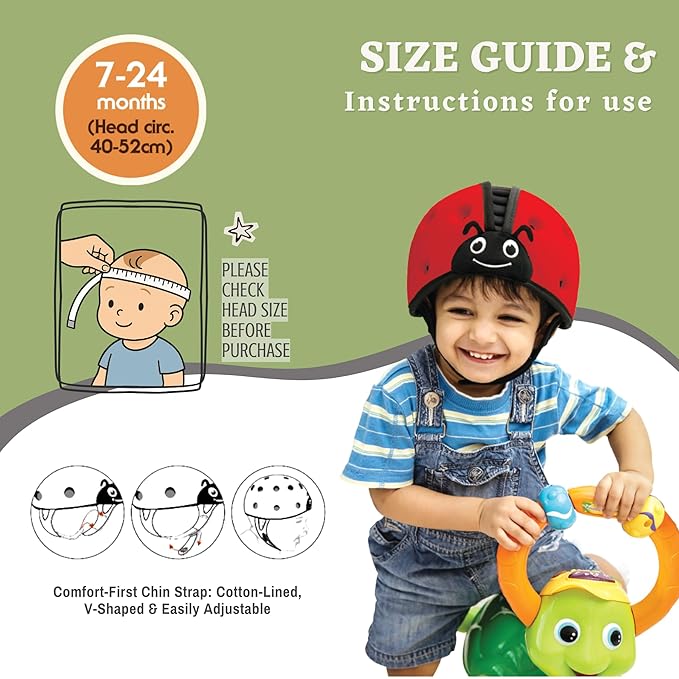 SafeheadBABY Soft Baby Head Protector Helmet for Crawling and Walking 7–24 Months – Ultra-Lightweight & Breathable Infant Safety Helmet That Grows with Your Baby (Head Circ. 40–52 cm) – Ladybird Blue