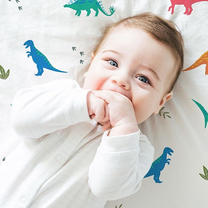 Wildkin Kids 100% Microfiber Crib Sheet – Soft, Breathable Fitted Sheet - Jurassic Dinosaurs