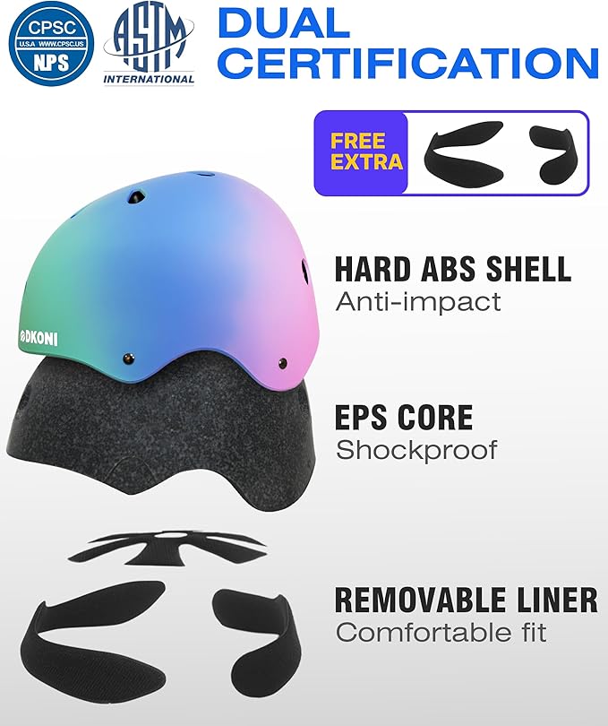 Kids Bike Helmet, Adjustable and Multi-Sport, from Toddler to Youth, 3 Sizes