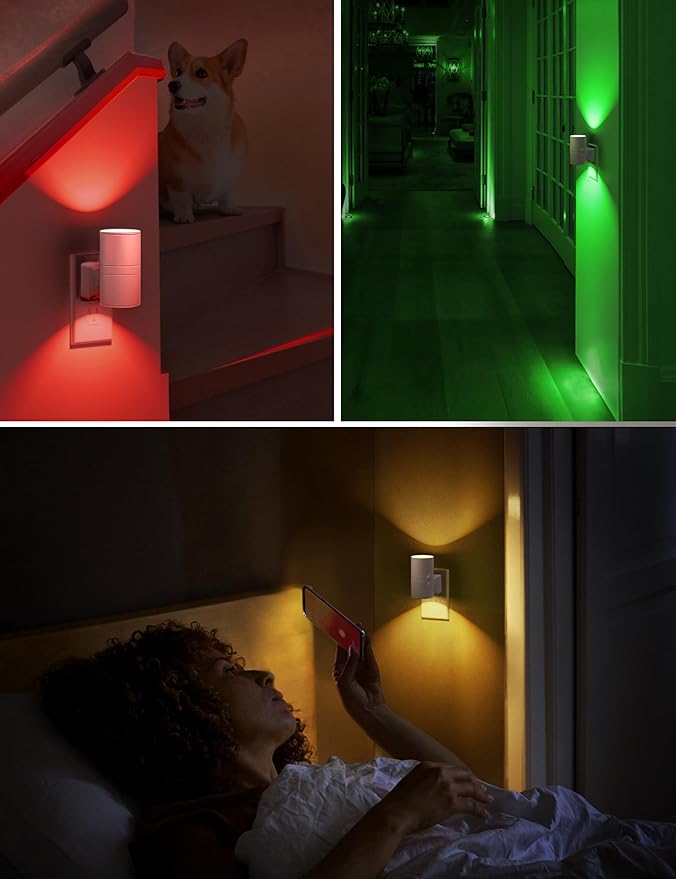 L LOHAS LED Night Light, Night Lights Plug into Wall, Color Changing Nightlight RGB with Light Sensor, Home Decor for Gifts Holiday, Hallway Bedroom Kids Room, Christmas Halloween, 2 Pack