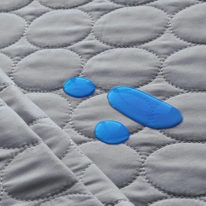 Pack and Play Protector Sheets Waterproof 2 Pack, Quilted Playard Mattress Pad Cover Fitted Fits for Graco Pack n Play Playard Mattress/Playpen Mattress, Gray & Pink, 39" x 27"