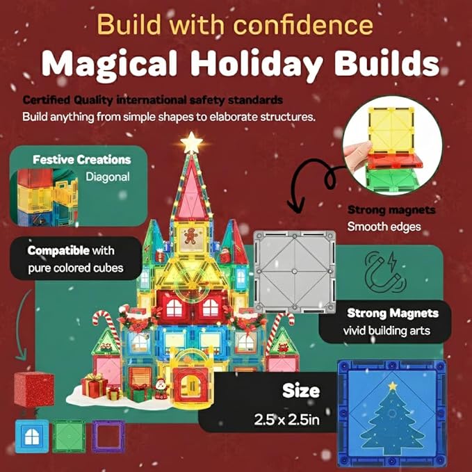 103 Piece Tiles Building Set for Kids Ages 3–8, Stem Educational Montessori Toy for Boys and Girls, Sensory Christmas Gift ImagiNation