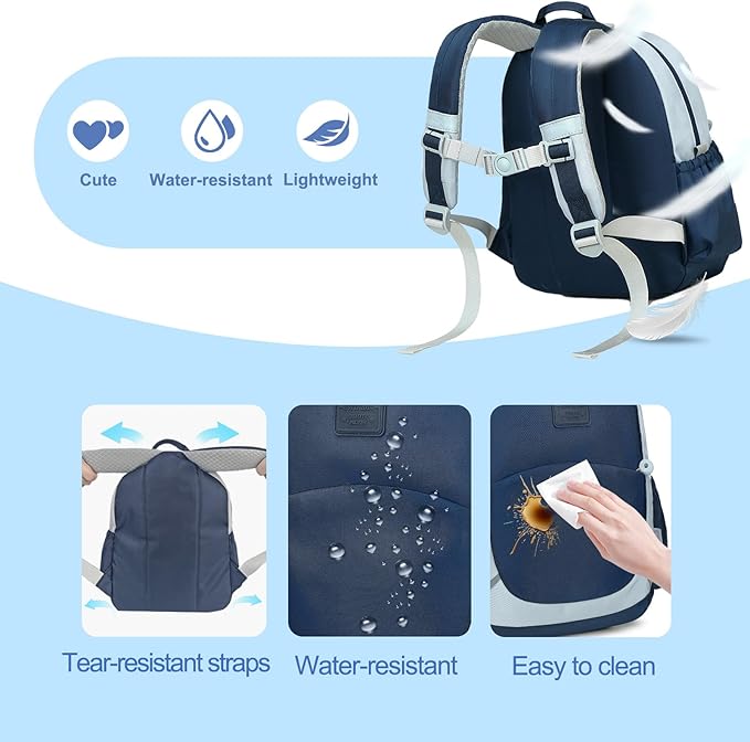 CAMTOP Toddler Backpack for Boys Girls 2-4, Kids Backpacks for Kindergarten Preschool, 12" H Small Bookbag for Daycare Travel (Navy, 12''- Not fit A4 folder)