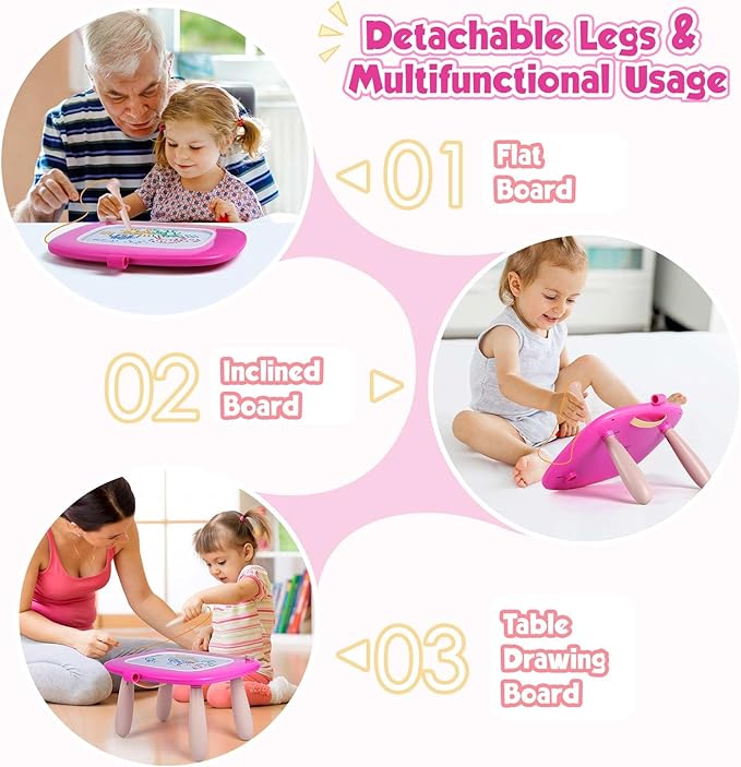 Smasiagon Toddler Girl Boy Toys,Magnetic Drawing Board for Toddlers,Early Learning Doodle Board Writing Painting Sketch Pad, Birthday Easter Valentines Day Gifts for 1 2 3 Year Old (Deep Pink)