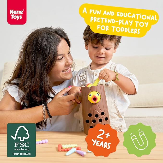 Nene Toys Little Woodpecker – Montessori Magnetic Toy for Toddlers 2-4 – Educational Toy for 2 3 Year Old Kids – Fine Motor Skills Learning Game – Gift Idea for Boys Girls Age 2-3