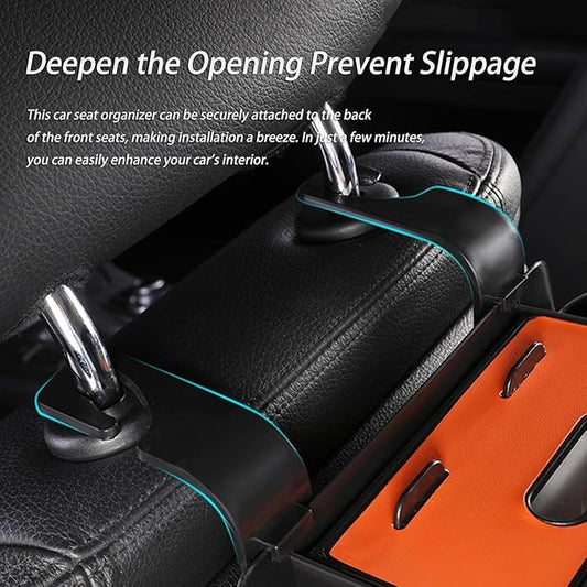 pupken Car Organizers and Storage Box, Car Organizers and Storage Box Behind Set, 4 in 1 Multifunctional Cars Organizer and Storage Back Seat for Hold Phone, Drinks, Handbag, Universal Fit (black*1)