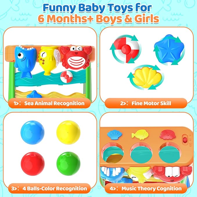 Toys for 1 2 Years Old Boys Girls, Musical Toys for 12-18 Months, Interactive Toddler, Montessori Toys, Christmas Birthday Gifts for Baby Kids Toddlers Age 1-2 Years Old (Multicolored)