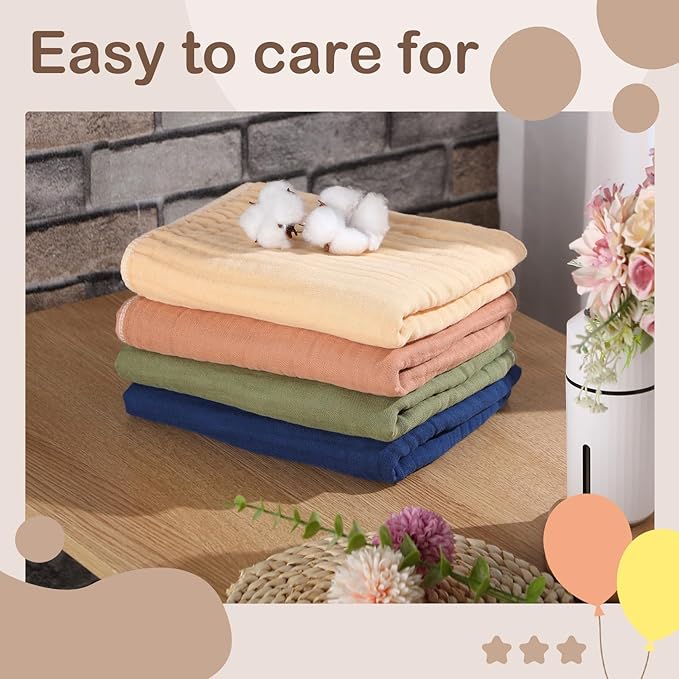 Peryiter 4 Pcs Muslin Hooded Baby Towels, 32x 32'' Cotton Newborn Bath Towel Muslin Infant Baby Blankets Absorbent Unisex Christmas Registry Gift Essentials for Girls Boys (Green)
