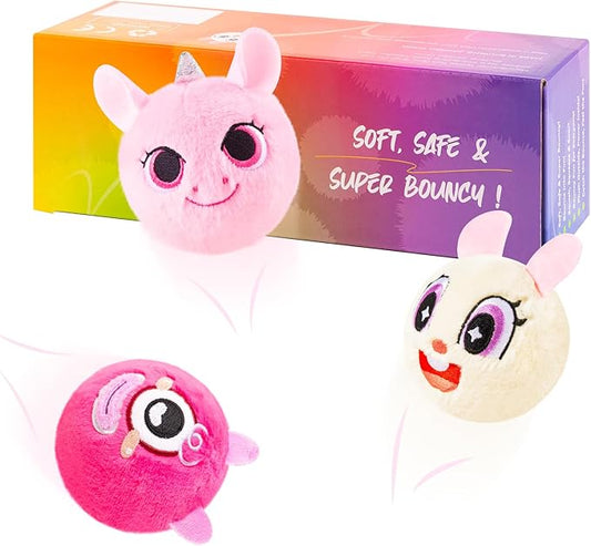 PlayZap Bouncy Balls with Plush Cover - BPA -Free Safe Sensory Toys for Toddlers Kids - 3" Large Size 10 FT High - Christmas Toy Birthday Gift - Ideal Stocking Stuffers for Boys Girls 1-3 3-5 5-8 8-12