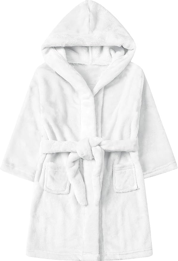 Umeyda Boys Girls Robes, Soft Fuzzy Fleece Hooded Bathrobes with Belt and Pockets for Kids, 1-18 Year