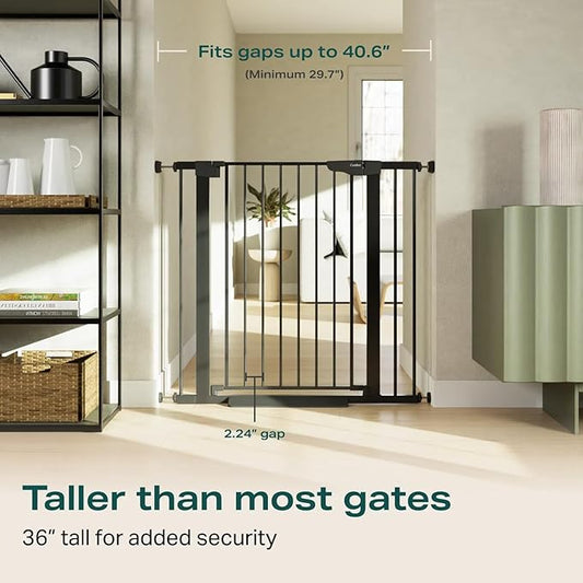 Cumbor 36" Extra Tall Baby Gate for Stairs, 29.7-40.6" Wide Dog Gate for Doorways, Pressure Mounted Auto-Close Pets Gates for Dogs Indoor, Durable Safety Child Gate, Mom's Choice Awards Winner, Black