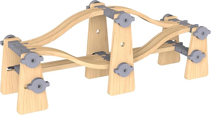 ORBRIUM Wooden Train Tracks Construction Mega Bundle – 273 Pc Elevated Building Toy with Bridges, Crane, Station, Tunnel & Gate – STEM Montessori Toys Fits Thomas, Brio & More