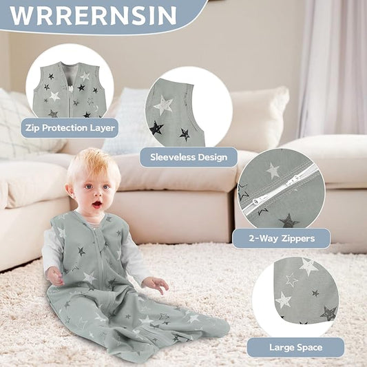 Baby Sleep Sack 0-6 Months,100% Cotton TOG 0.5 Wearable Blanket for Newborn and Infant, 3 Pack 2-Way Zipper Lightweight Sleeping Bags for Toddler