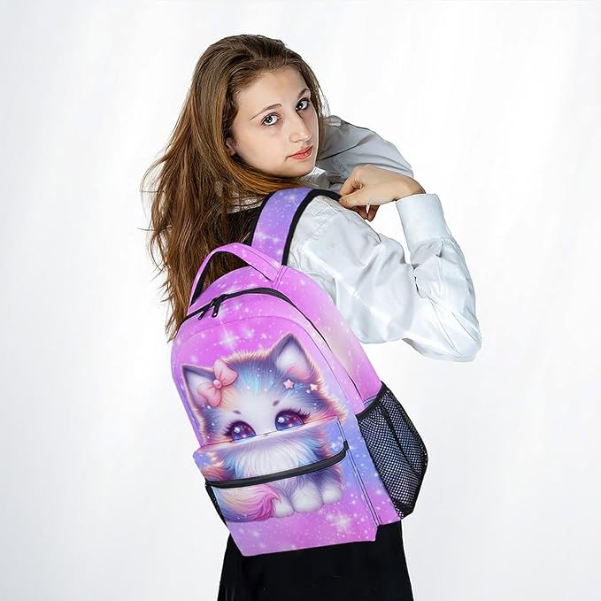 Kids' Backpacks - Cat Backpacks for Girls - Cute Toddler Bookbag - Gifts for Daughter - Durable School Bag for Kindergarten/Preschool/Elementary(17 Inch)