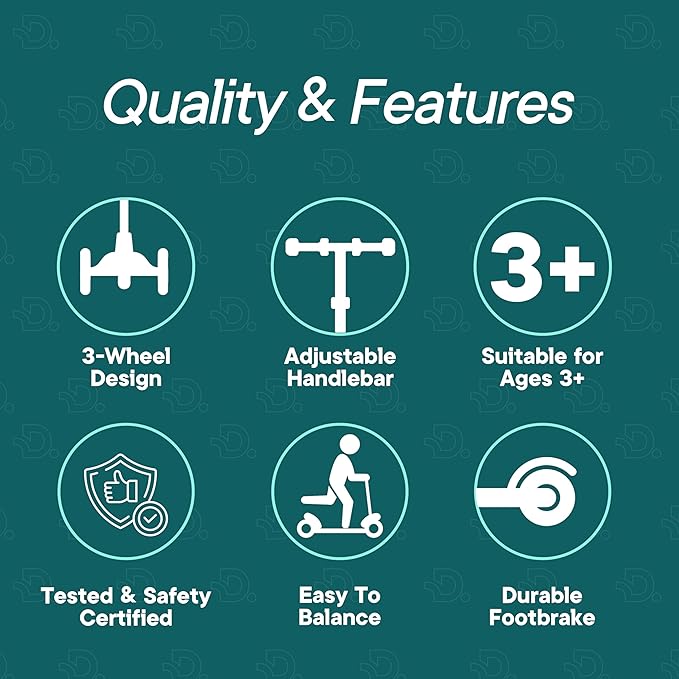 Aqua 3 Wheel Scooter with Seat for Kids, Light-Up Wheels, Adjustable Lean to Steer Handlebar and Seat, Smooth Wheels, Wide No-Slip Deck, Rear Foot Brake, Toddler Outdoor Toys for Ages 2+
