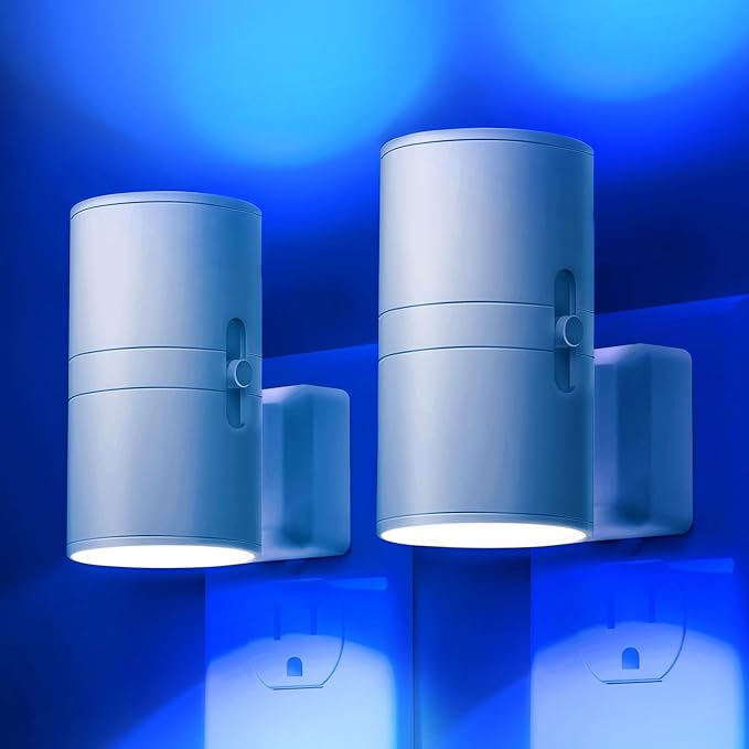 L LOHAS LED Night Light, 2 Pack Bluey Night Light, Plug into Wall, Dimmable, Sensor, Calm Blue Light for Bedroom, Bathroom, Hallway