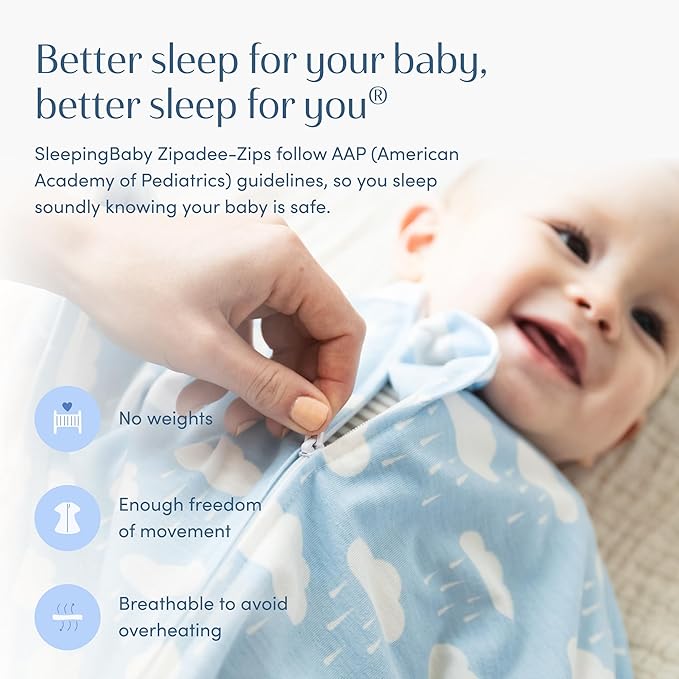 SleepingBaby Zipadee-Zip Transition Swaddle - Cozy Baby Swaddle Blanket with Zipper Convenience - Roomy Wearable Blanket for Easy Diaper Changes - Spring Showers, Large (12-24 Month)