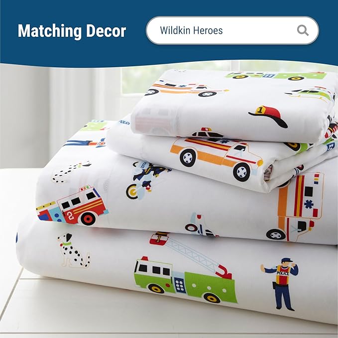 Wildkin Kids 100% Microfiber Crib Sheet – Soft, Breathable Fitted Sheet - Heroes