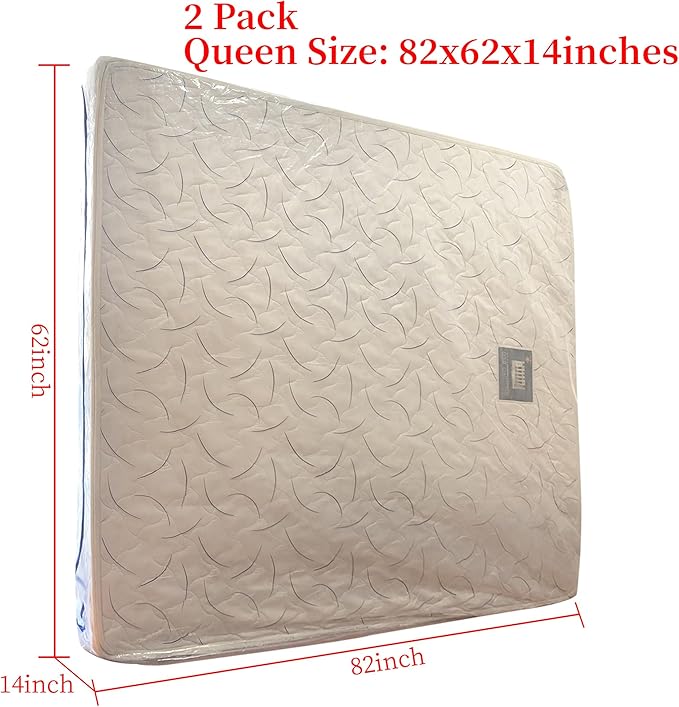 2 Pack Queen Mattress Bags for Moving and Storage-3 Mil Zipper Plastic Waterproof Mattress Storage Bags