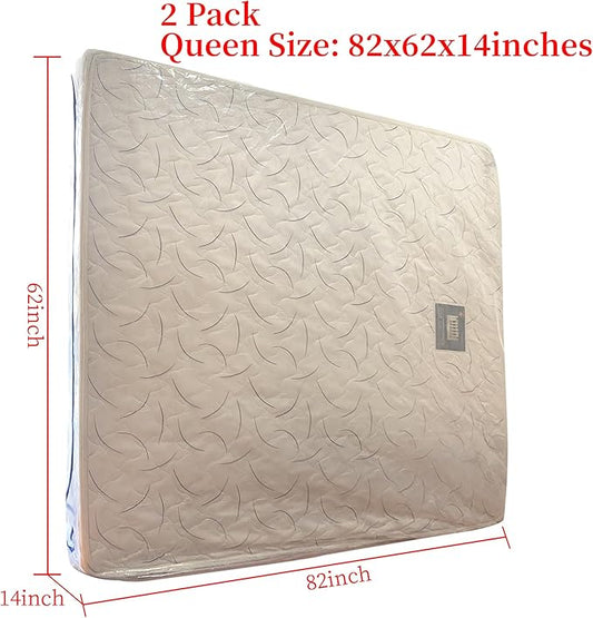 2 Pack Queen Mattress Bags for Moving and Storage-3 Mil Zipper Plastic Waterproof Mattress Storage Bags
