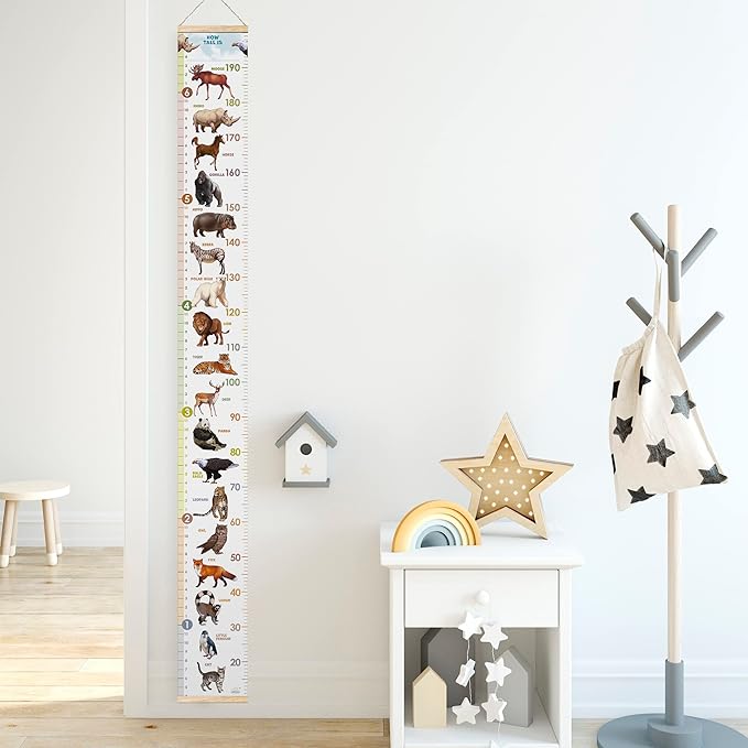 LIFELIKO Personalised Growth Chart for Animal Lovers, Removable Wall Ruler for Boys and Girls, Kid’s Room Decoration (Multicolor)