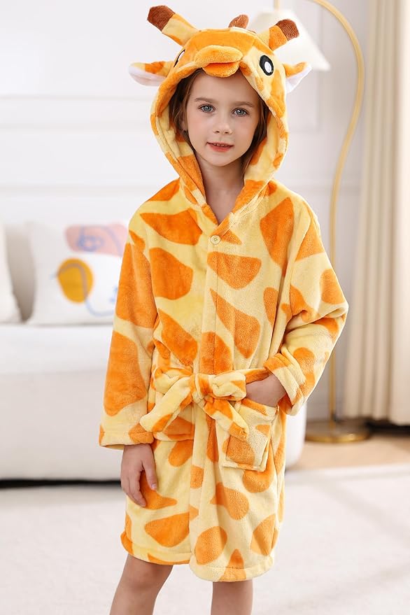 DELEY Girl's Robe Baby Boys Hoodie Robes Toddler Bathrobes for Kids Pajamas Sleepwear
