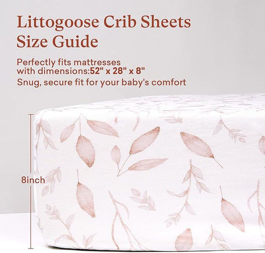 Baby Crib Sheets (2-Pack) for Boys Girls, Soft Fitted Sheets for Standard Crib Toddler Mattress, Breathable Baby Sheets (28x52x8in)