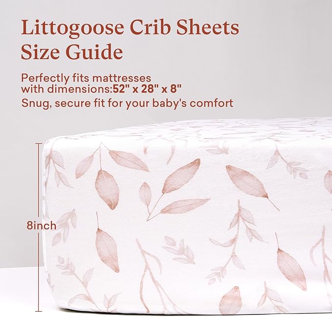 Baby Crib Sheets (2-Pack) for Boys Girls, Soft Fitted Sheets for Standard Crib Toddler Mattress, Breathable Baby Sheets (28x52x8in)