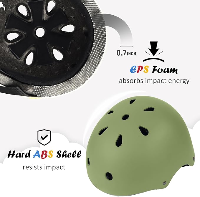 Kids Bike Helmet, Adjustable and Multi-Sport, from Toddler to Youth, 3 Sizes