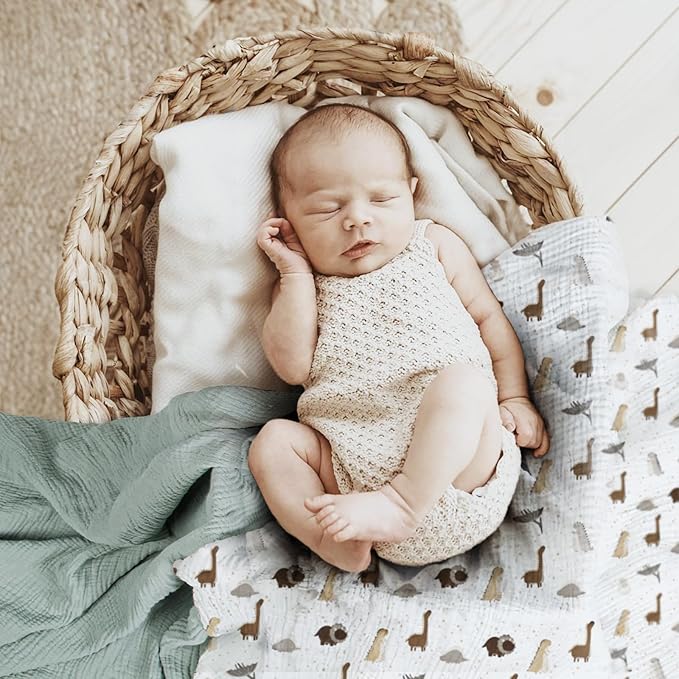 lulumoon Baby Muslin Swaddle Blankets: Soft Receiving Blanket for Newborn - Cotton Swaddling Blanket for Neutral 2Pack