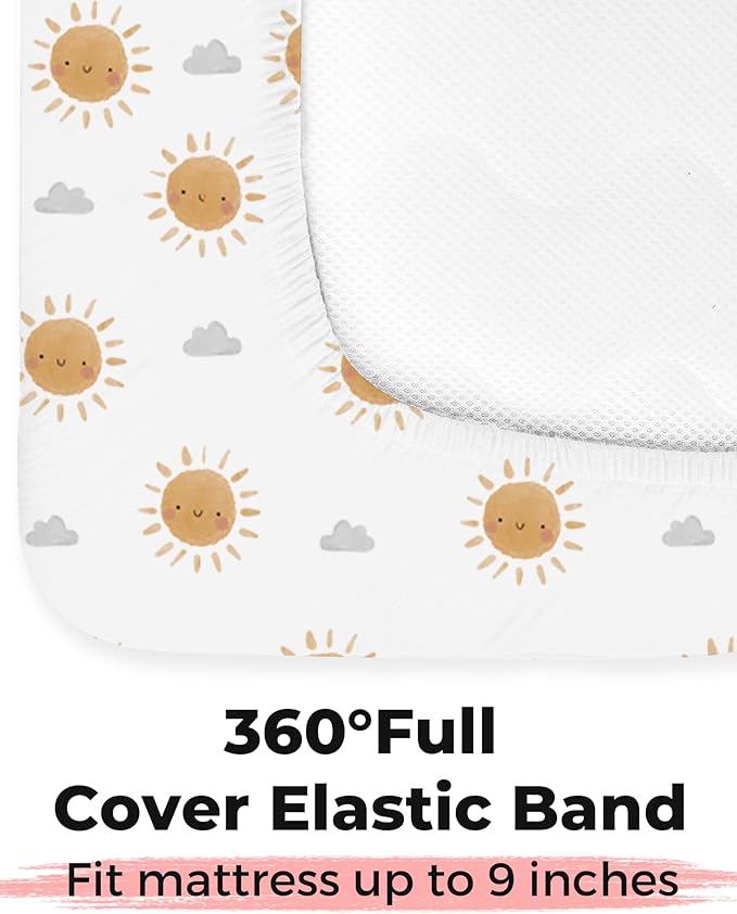 Crib Sheets for Boys and Girls, 2 Pack Fitted Baby Sheets for Standard Toddler Mattress 28" x 52", Soft Breathable Jersey Knit Baby Bedding (Sunny Morning)