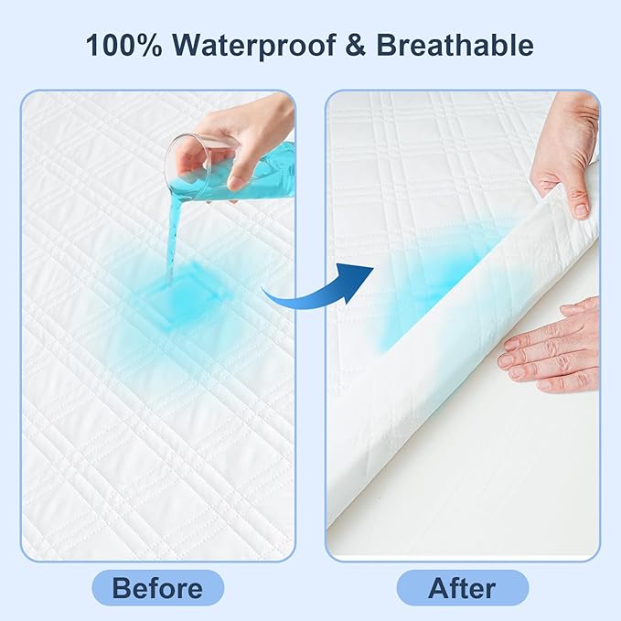 david's kids 2 Pack Waterproof Crib Mattress Protector, Fit Standard Crib and Toddler Mattresses, Ultra Soft and Breathable for Boys Girls Neutral, White Checker