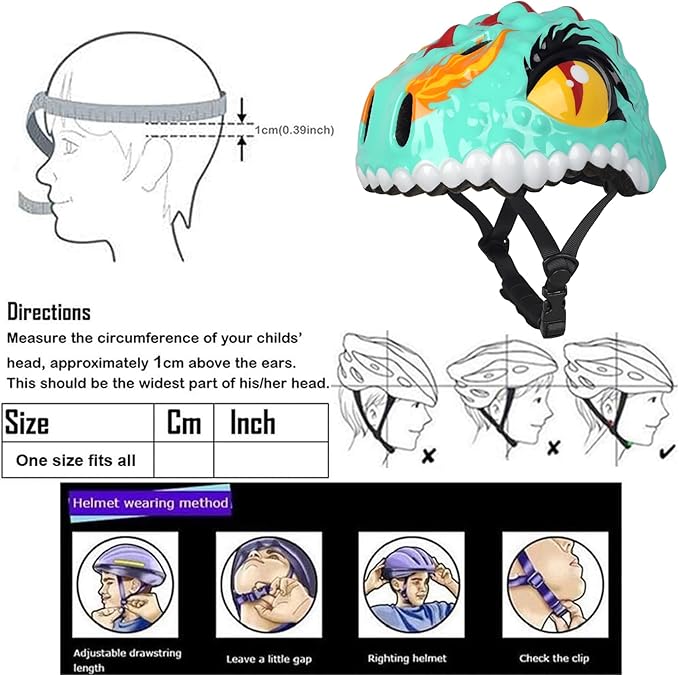 Toddler Kids Bike Helmet,3D Dinosaur Helmets for Boys Girls Infant/Baby to Children 1/2/3/4/5/6/7/8 Years Old Lightweight Adjustable Multi-Sports Bicycle Scooter Skateboard Skating Cycling