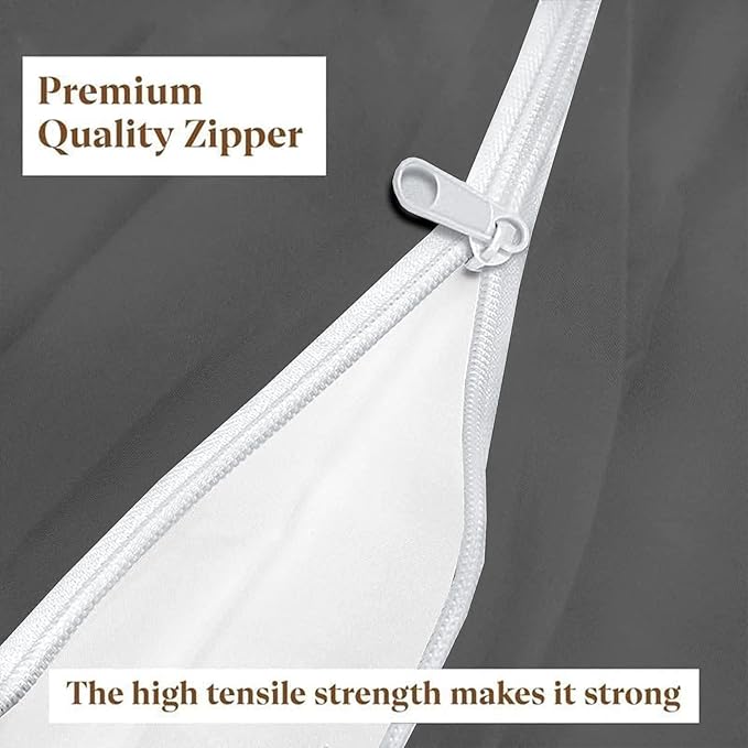 Mattress Protector Crib Size 100% Waterproof Zippered Cover, 6 Inches Deep, Six-Sided Mattress Encasement for Bed, Zipper Closure Style (Dark Grey)