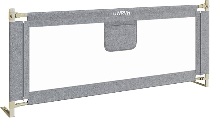 Bed Rails for Toddlers，Toddler Bed Rails，Bed Rail for Baby - Adjustable Height Bed Guard with Child Safety Lock, Universal Fit for King/Full/Twin Beds (Grey, 1 Side 47Inch)