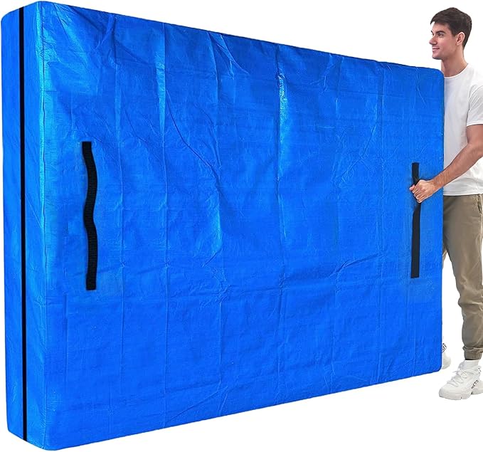 Mattress Bags for Moving, BETU Mattress Protector Waterproof Mattress Cover Queen Size Storage Bags with 8 Heavy-Duty Handles and Zipper for Bed Extra Thick Large Reusable (82"x62"x15" Blue)