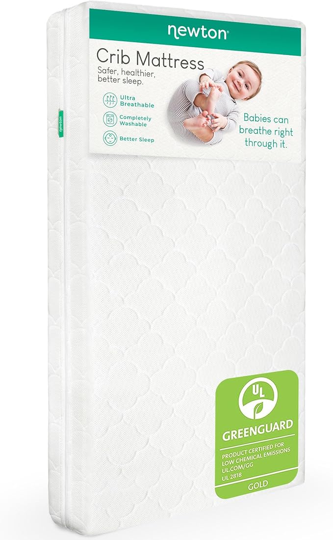 Newton Baby Crib Mattress and Toddler Bed - Ultra-Breathable Proven to Reduce Suffocation Risk, 100% Washable, 2-Stage, Non-Toxic Better Than Organic, Removable Cover - Deluxe 5.5" Thick - White