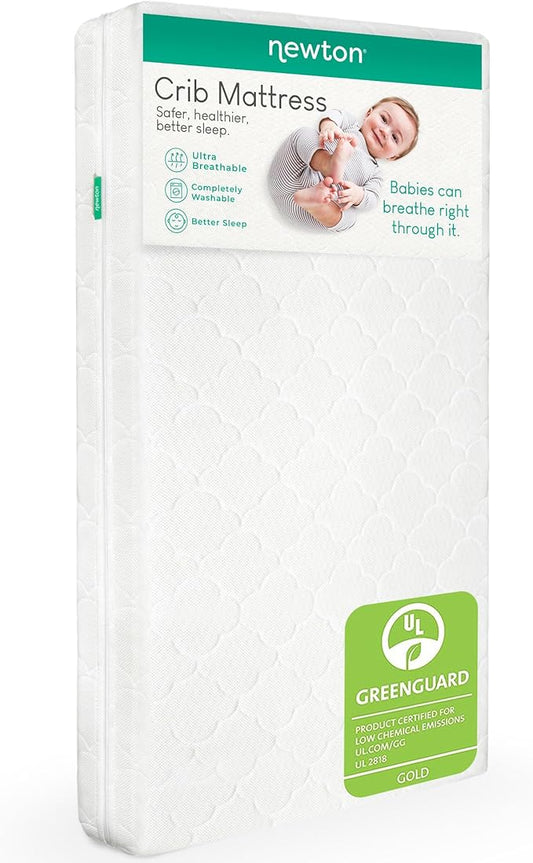 Newton Baby Crib Mattress and Toddler Bed - Ultra-Breathable Proven to Reduce Suffocation Risk, 100% Washable, 2-Stage, Non-Toxic Better Than Organic, Removable Cover - Deluxe 5.5" Thick - White