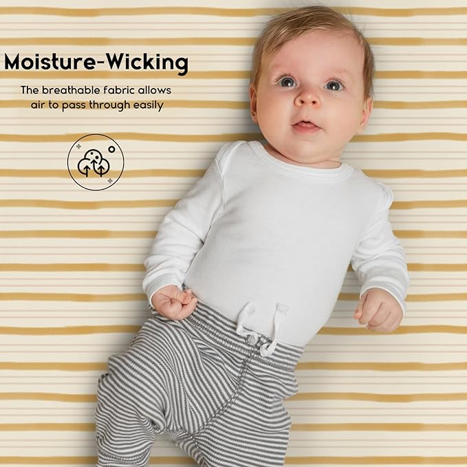 Yoofoss Baby Crib Sheets for Boys Girls, Fitted Crib Sheet 2 Pack for Standard Crib and Toddler Mattress, Super Soft Microfiber Baby Sheet 28x52x8in(Brown+Stripe)