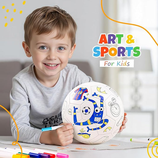 EVERICH TOY Paint Your Own Soccer Ball with Markers, Toddler Arts and Crafts Kits Soccer Gifts for Girls Boys, Size 3 Monster Toys Coloring Custom Soccer Ball Birthday Gifts for Kids 3 4 5 6-8 8-12