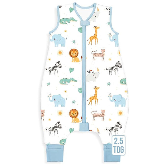 Mama Cheetah Toddler Sleep Sack with Feet 3T - 4T, 2.5 TOG Organic Cotton Baby Sleeping Bag with Legs, Baby Wearable Blankets for Walkers w/ 2-Way Zipper, Baby Sleep Sack for Girls & Boys, Large
