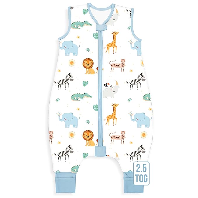 Mama Cheetah Toddler Sleep Sack with Feet, 6-18 Month, 2.5 TOG Organic Cotton Baby Sleeping Bag with Legs, Baby Wearable Blankets for Walkers w/ 2-Way Zipper, Baby Sleep Sack for Girls & Boys, Small